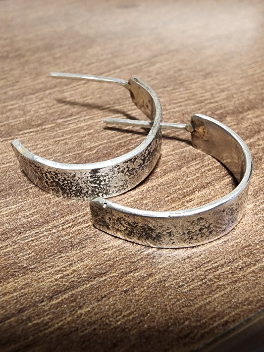 'Stardust' Reticulated 925 Sterling Silver Hoops