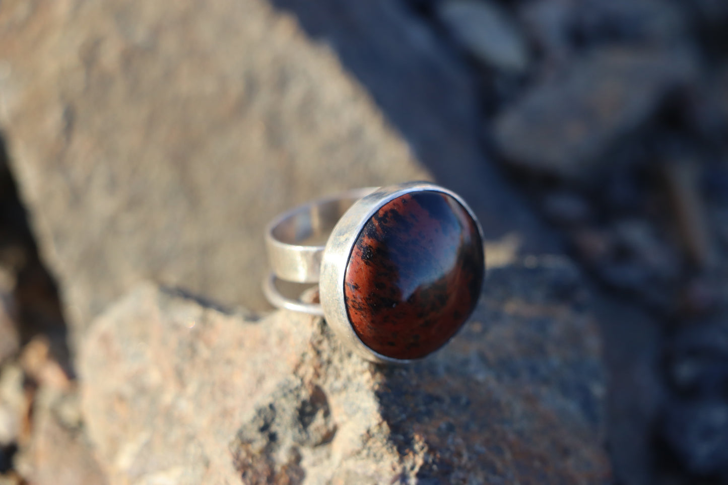 Mahogany Obsidian double band ring - Size 7.5