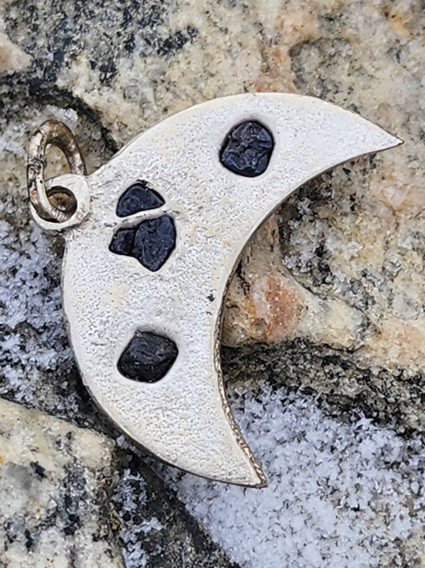 Sandcasted Half Moon Pendant