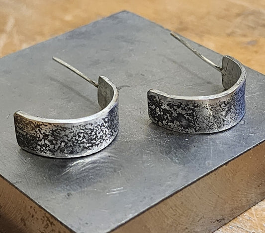 'Stardust' Reticulated 925 Sterling Silver Hoops
