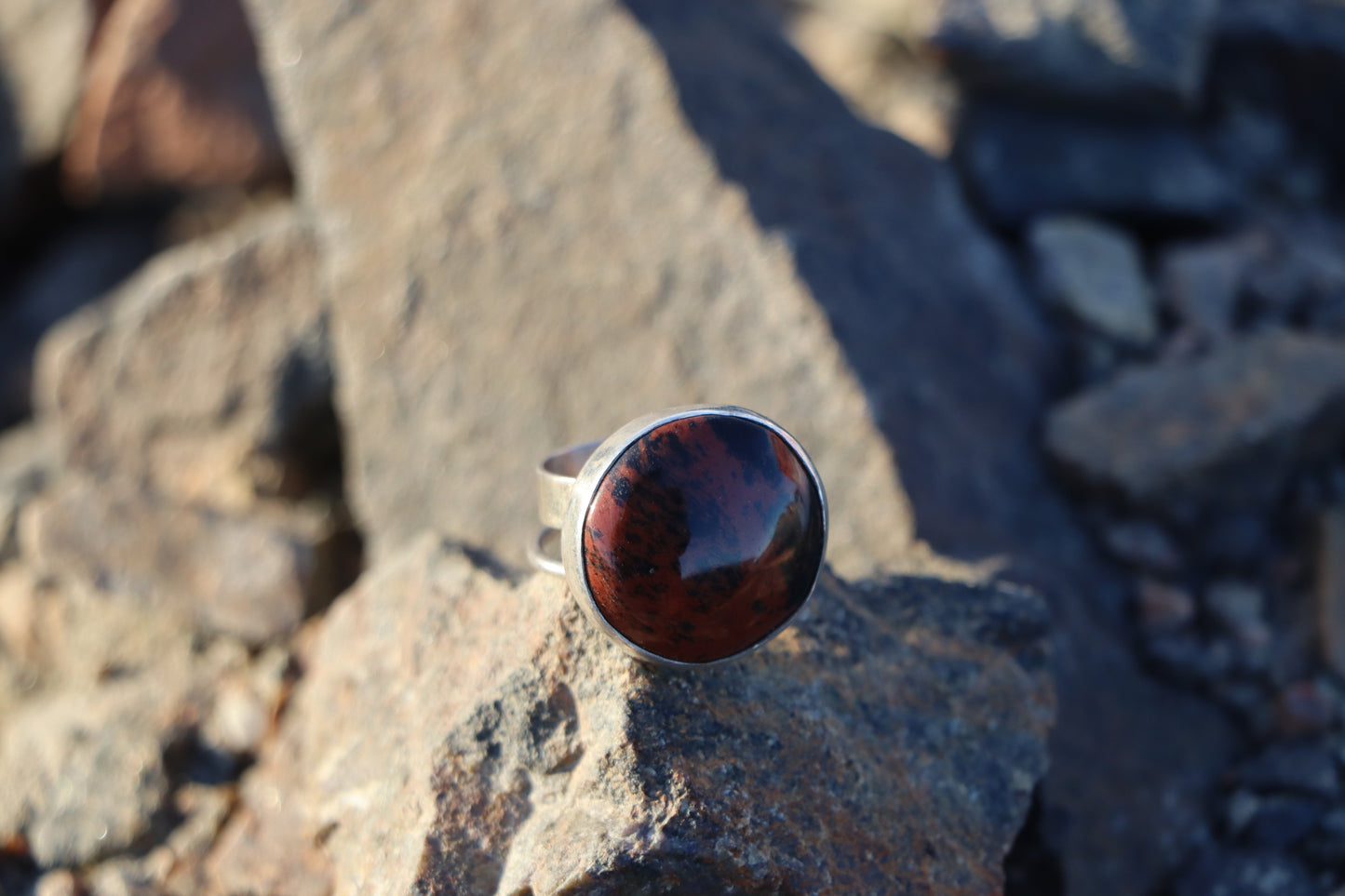 Mahogany Obsidian double band ring - Size 7.5